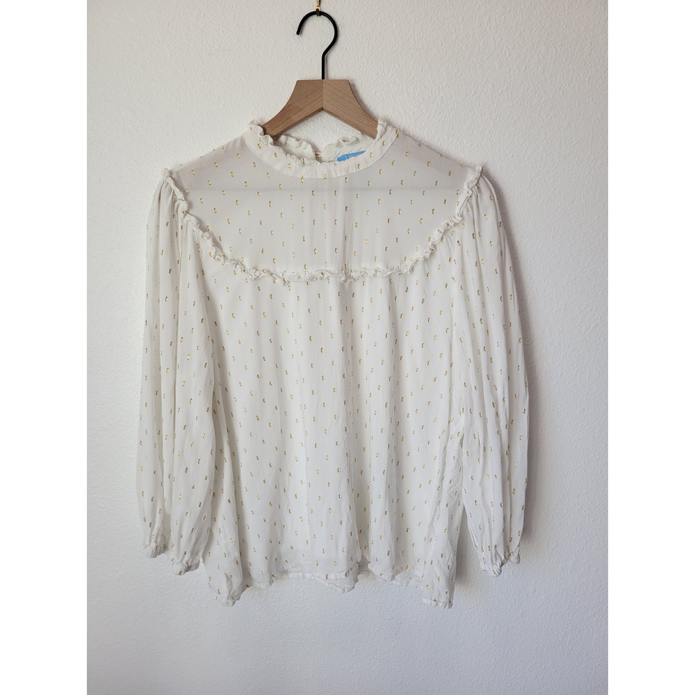 Draper James RSVP Metallic Clip Dot Ruffle Blouse - Women's XL - Cottagecore - Picture 2 of 10